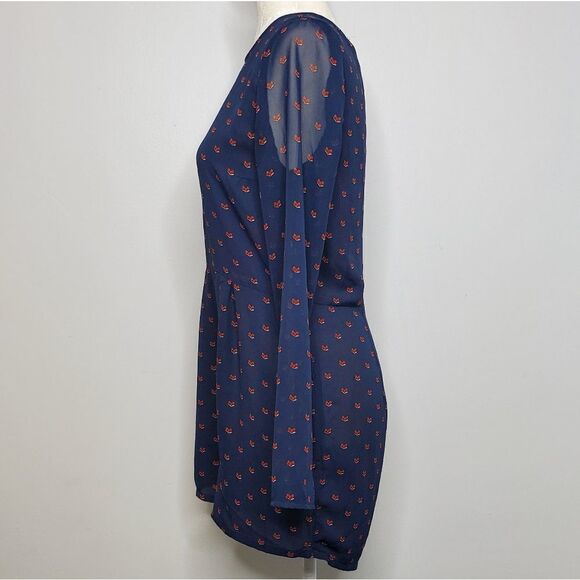 H&M romper Divided navy blue fox novelty print long sleeve open back 10 - Picture 3 of 7